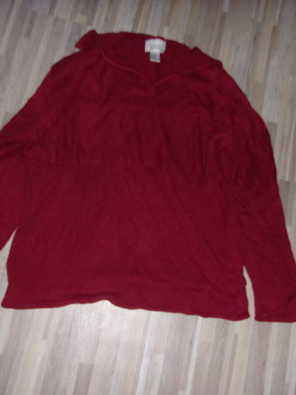 size large womens knit sweater red v neck collar casual dress